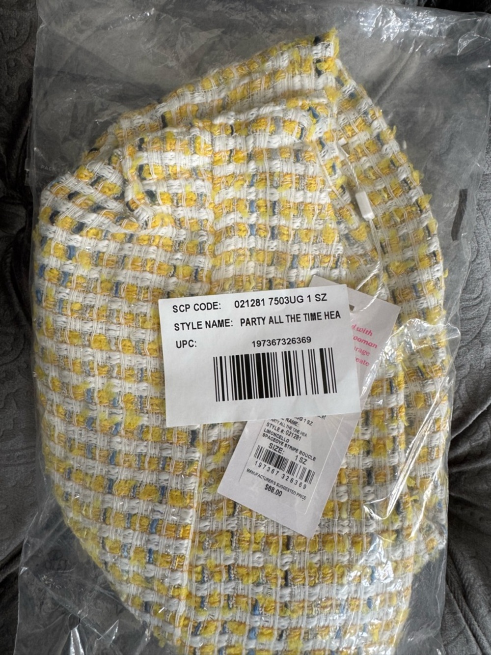 NWT Lilly Pulitzer Party All The Time Boucle Head Wrap “Limoncello Boucle”